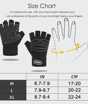 Half Vinger Trainingshandschoenen met Polsband - Fitness, Gewichtheffen, Fietsen
