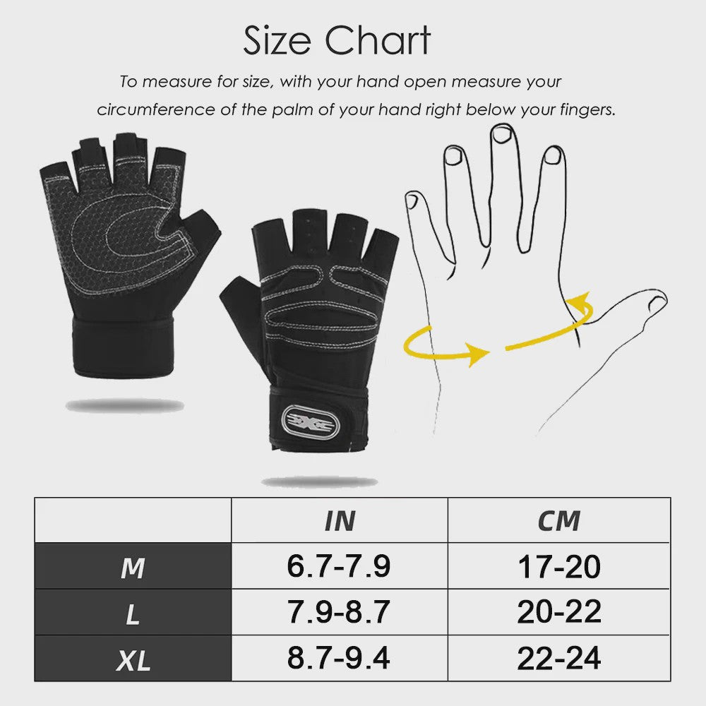 Half Vinger Trainingshandschoenen met Polsband - Fitness, Gewichtheffen, Fietsen