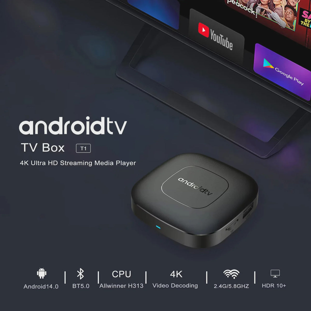 Android TV Box T1 Deluxe: 4K Streaming, Google Assistant & Netflix