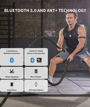 COOSPO HW9 HRM Sensor Armband Heart Rate Monitor with HR Zones/Calories for Fitness Running BLE5.0 ANT+ for Peloton,Zwift,Wahoo