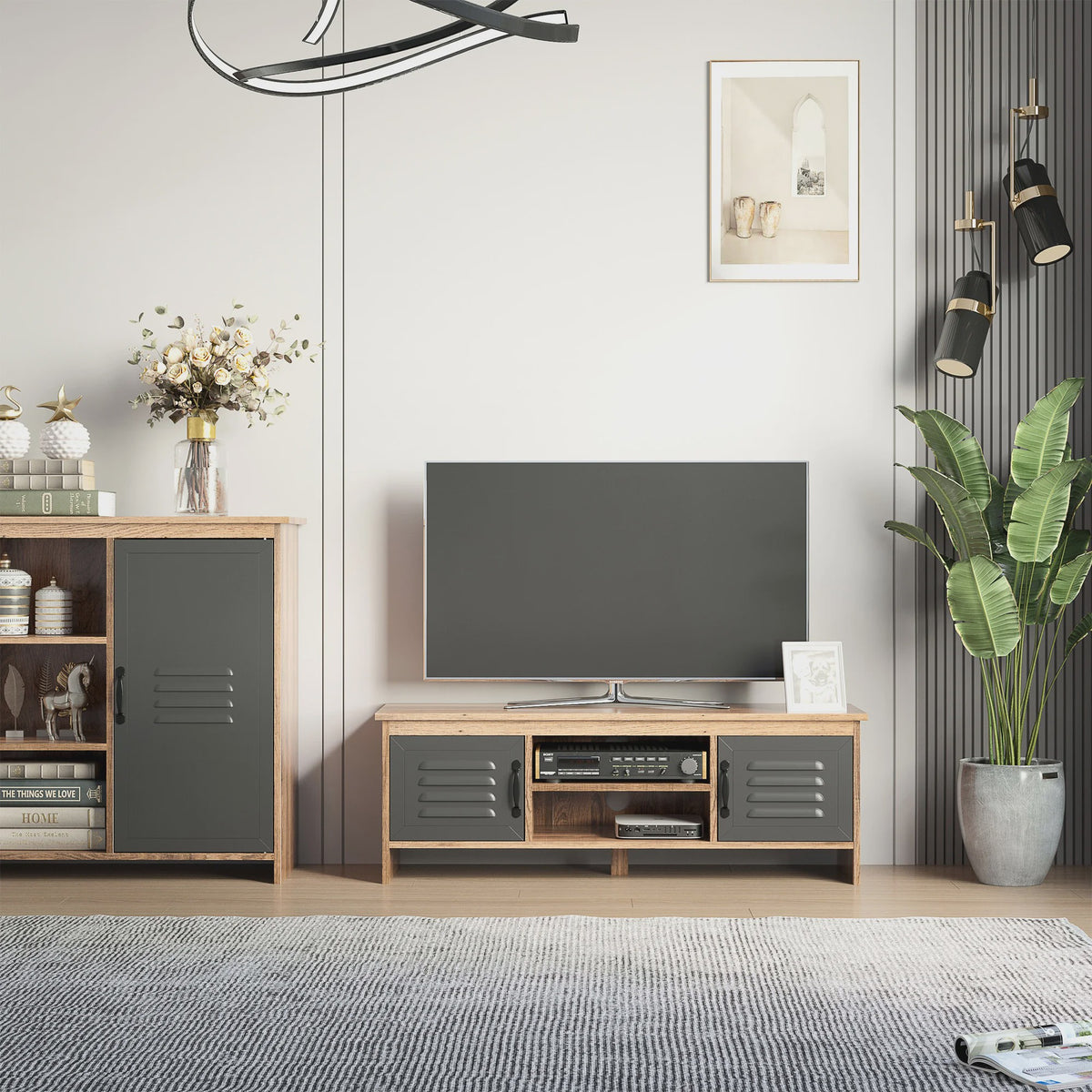 Homcom Tv Cabinet for 42" Televisions with 2 Doors and 2 Shelves 109X35X38Cm
