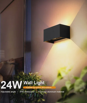 Aluminium LED Wandlamp Buiten IP65 Waterdicht - 12W/24W - Warm & Koel Wit