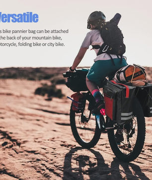 Dubbele Waterdichte Fietstas Achterdrager 30L - Ideaal voor Lange Fietstochten met Reflecterende Details