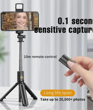 Draadloze Selfie Stick Tripod met Ringlamp en Bluetooth Afstandsbediening