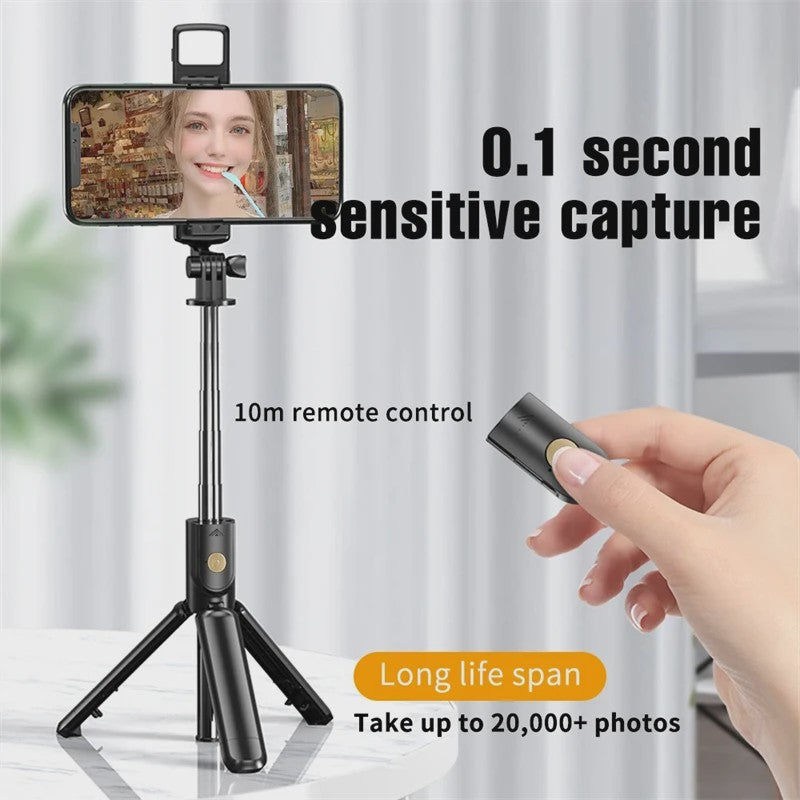 Draadloze Selfie Stick Tripod met Ringlamp en Bluetooth Afstandsbediening