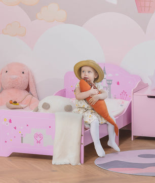 Roze Kinderbed Prinses Kasteel Design 140x70 cm met Lattenbodem - MDF