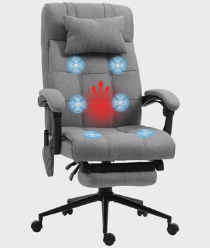 Ergonomische bureaustoel met massage, verwarming en voetensteun - Grijs