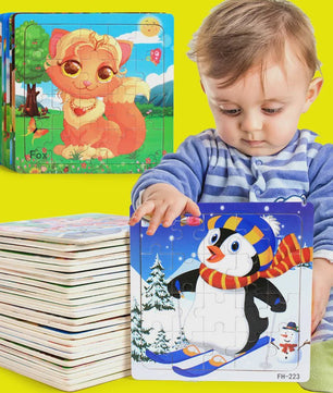 Houten 3D Puzzel Set - 20 Stuks - Dieren & Voertuigen - Educatief Montessori Speelgoed voor Kinderen 3-6 Jaar