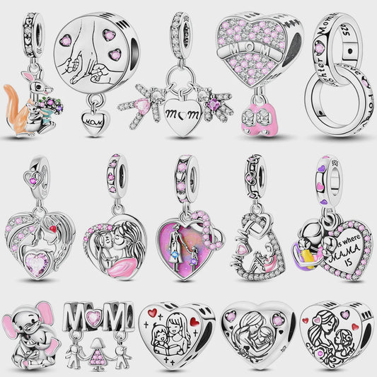 925 Sterling Zilveren Bedel 'Mom Love' - Perfect Cadeau voor Moederdag en Verjaardag