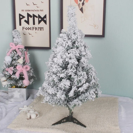 Kerstboom 60cm PVC - Decoratieve Mini Kerstboom voor Bureau of Tafel (Groen, Roze, Wit Sneeuw)