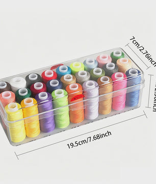 Set Naaigaren Polyester 27 Kleuren met Transparante Opbergdoos