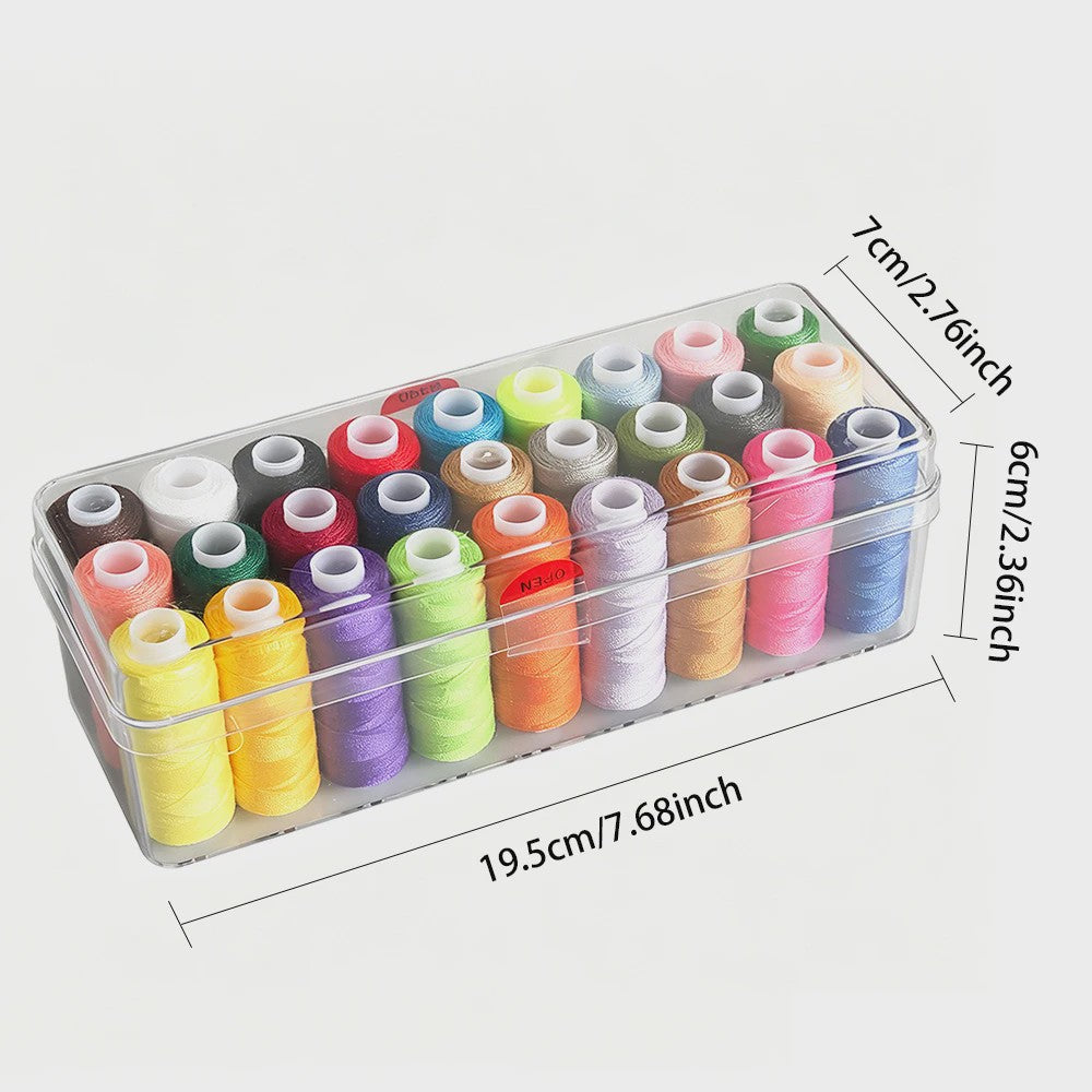 Set Naaigaren Polyester 27 Kleuren met Transparante Opbergdoos