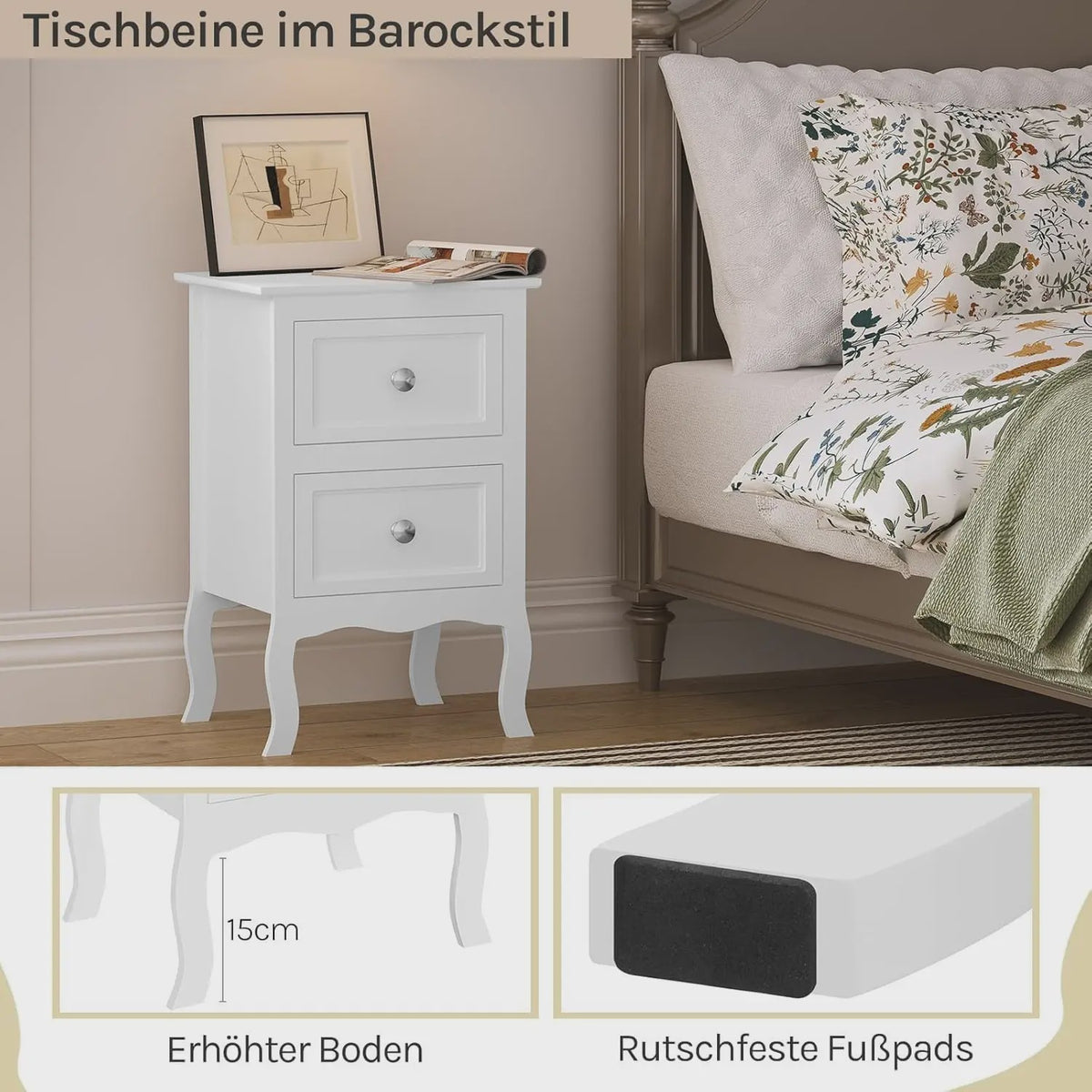 Nachtkastje met 2 Lades - Barok Stijl - Slaapkamer en Woonkamer Meubel