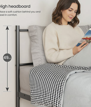 Zwart Metalen Bedframe 140x190cm met Hoofdbord, Voetbord en 32cm Opbergruimte