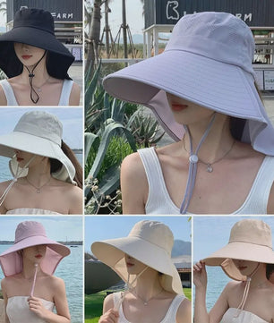 Zomer Hoed Dames met Nekbescherming - UV-beschermend, Sneldrogend, Ademend, Paardenstaart Gat