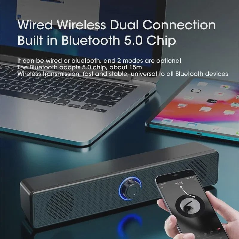 Draadloze Bluetooth Soundbar voor PC, TV & Laptop - Compact en Krachtig Geluid