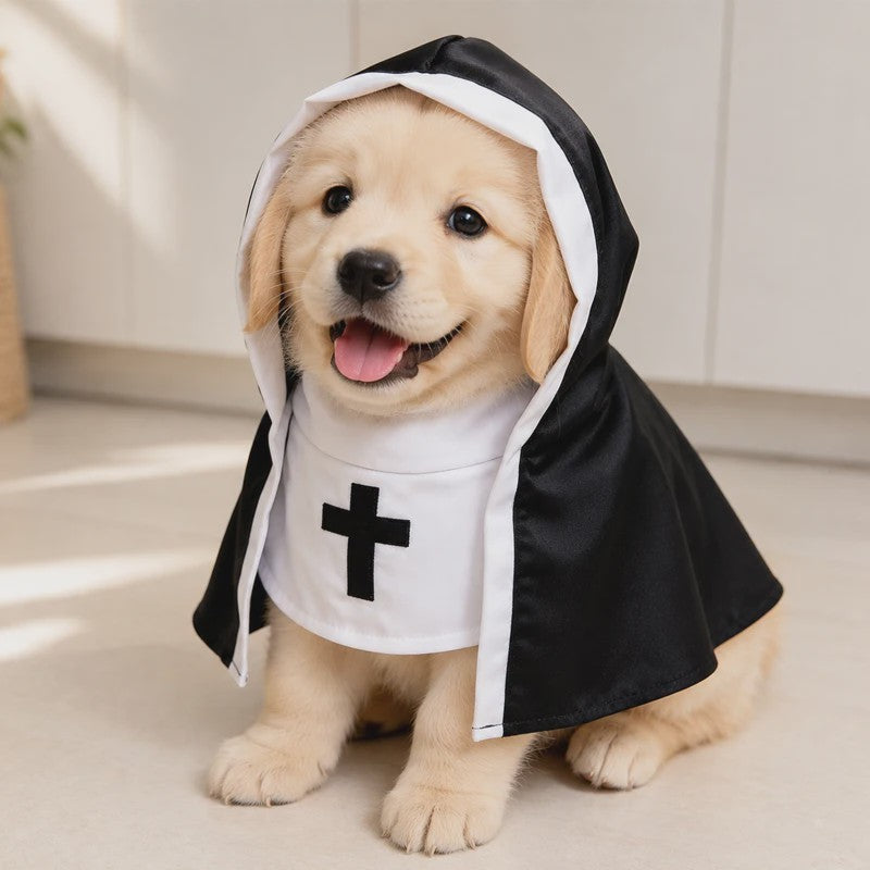 Grappig Nonnenkostuum voor Huisdieren - Halloween & Feest Outfit voor Hond & Kat