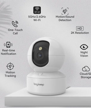 BoyKeep Slimme IP Camera: 3MP Beveiliging, 5G/2.4GHz WiFi, Automatische Tracking & Nachtzicht