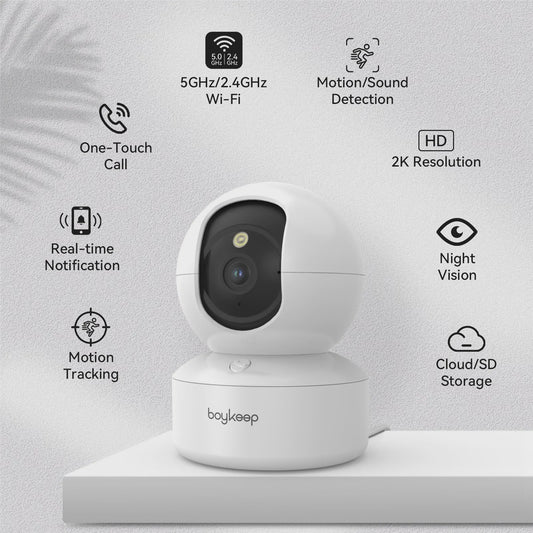 BoyKeep Slimme IP Camera: 3MP Beveiliging, 5G/2.4GHz WiFi, Automatische Tracking & Nachtzicht