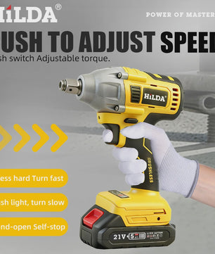 HILDA 1/2" Brushless Slagmoersleutel - 1200 Nm Krachtige Accu Klopmachine voor Banden en Steigerbouw (Compatibel met Makita)
