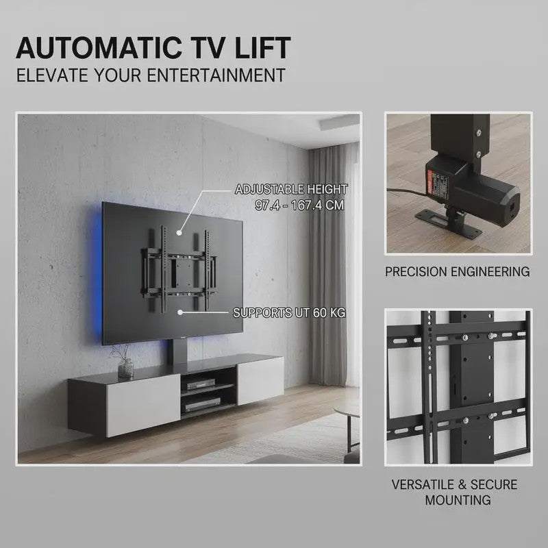 Automatische TV Lift Standaard - In Hoogte Verstelbaar (97.4-167.4 cm), Max. 60 kg