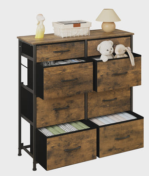 Ladekast Sideboard met 8 Stoffen Lades - Industriële Stijl - Woonkamer, Slaapkamer, Hal