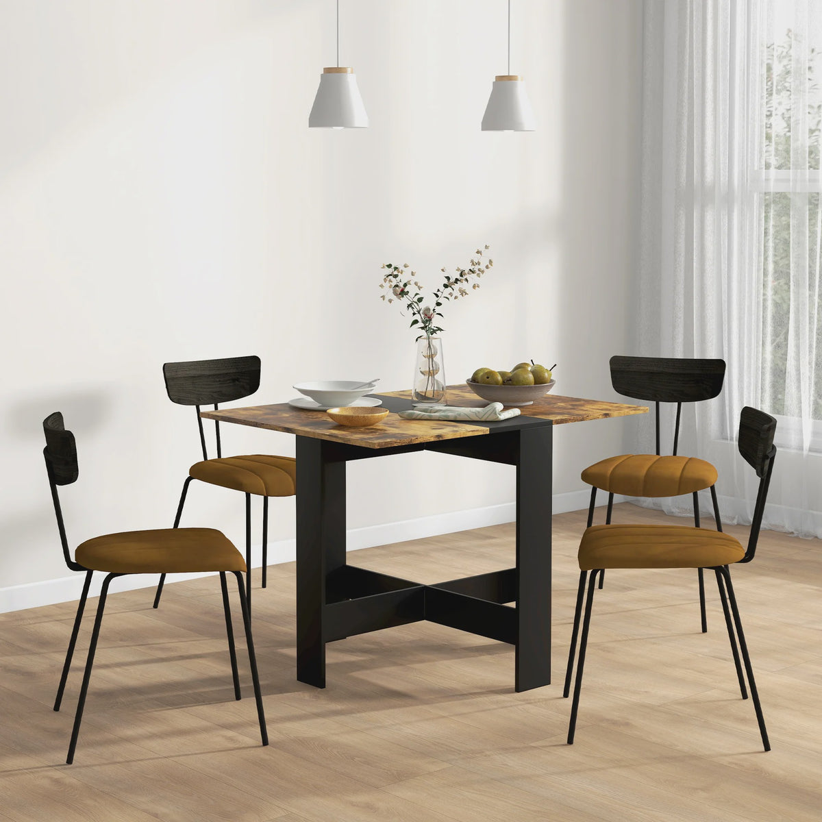 Homcom Klaptafel met 2 Uitklapbare Vleugels - 103x76x73.5 cm - Veelkleurig