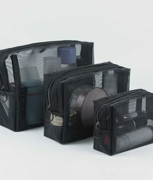 Transparante Mesh Make-up Tas met Rits - Organizer voor Cosmetica en Toiletartikelen