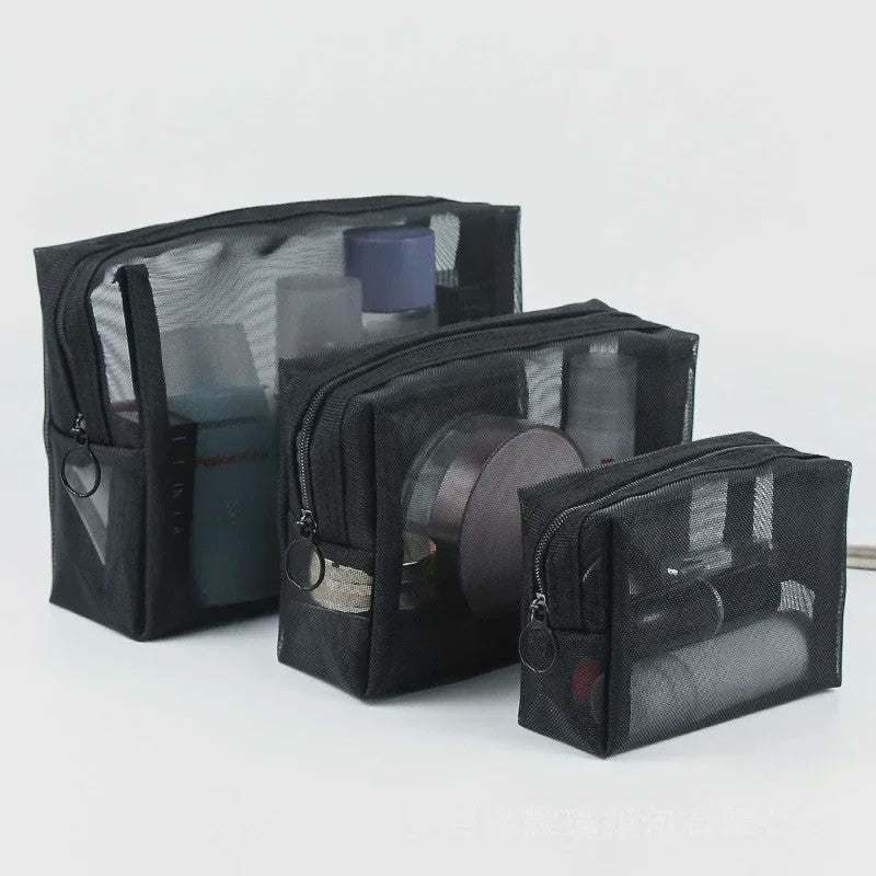 Transparante Mesh Make-up Tas met Rits - Organizer voor Cosmetica en Toiletartikelen