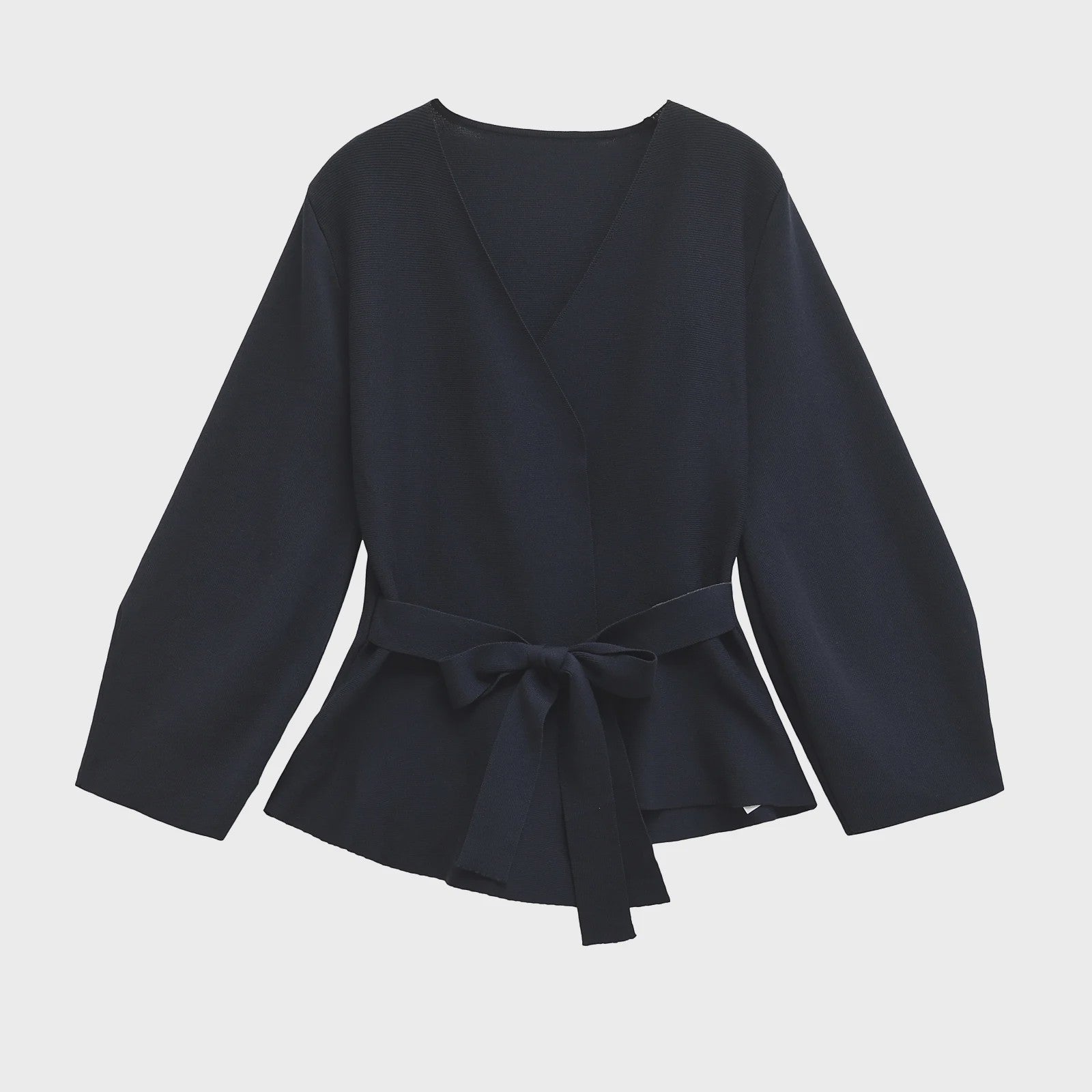 Gebreide Dames Blazer met Schouderpadden en Ceintuur - Retro V-hals