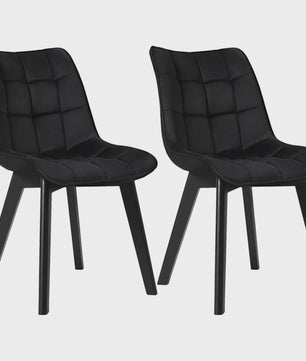 Set van 2 fluwelen eetkamerstoelen met rugleuning en houten poten - Comfortabel en stijlvol