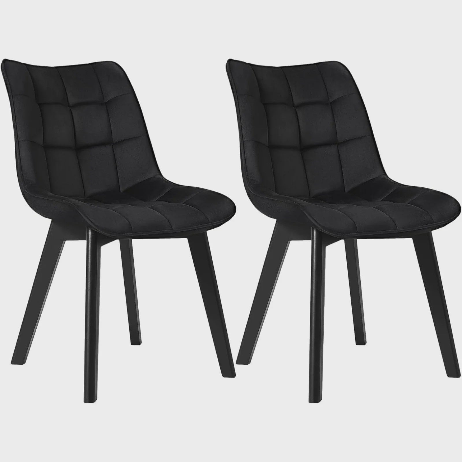 Set van 2 fluwelen eetkamerstoelen met rugleuning en houten poten - Comfortabel en stijlvol