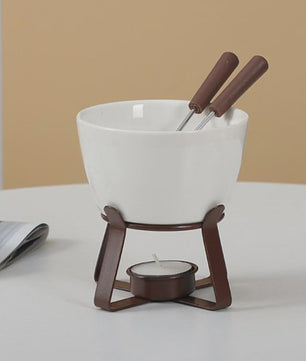 Fondue set met keramische pot (300ml) voor chocolade, kaas en snacks