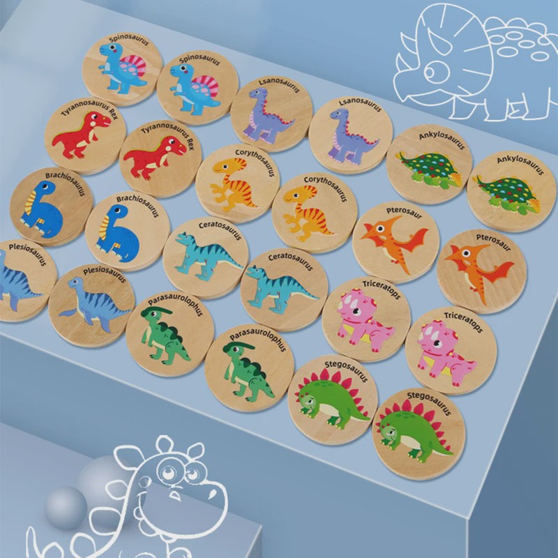 Montessori Dinosaurus Memory Spel - Cognitief Puzzel Spel voor Kinderen