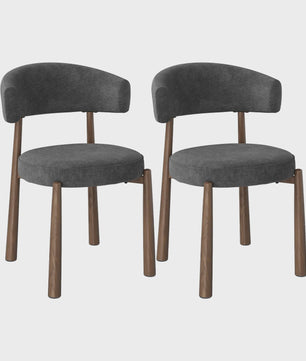 Set van 2 Mid-Century Modern Eetkamerstoelen - Chenille Gestoffeerd met Metalen Poten - Ergonomisch & Stijlvol