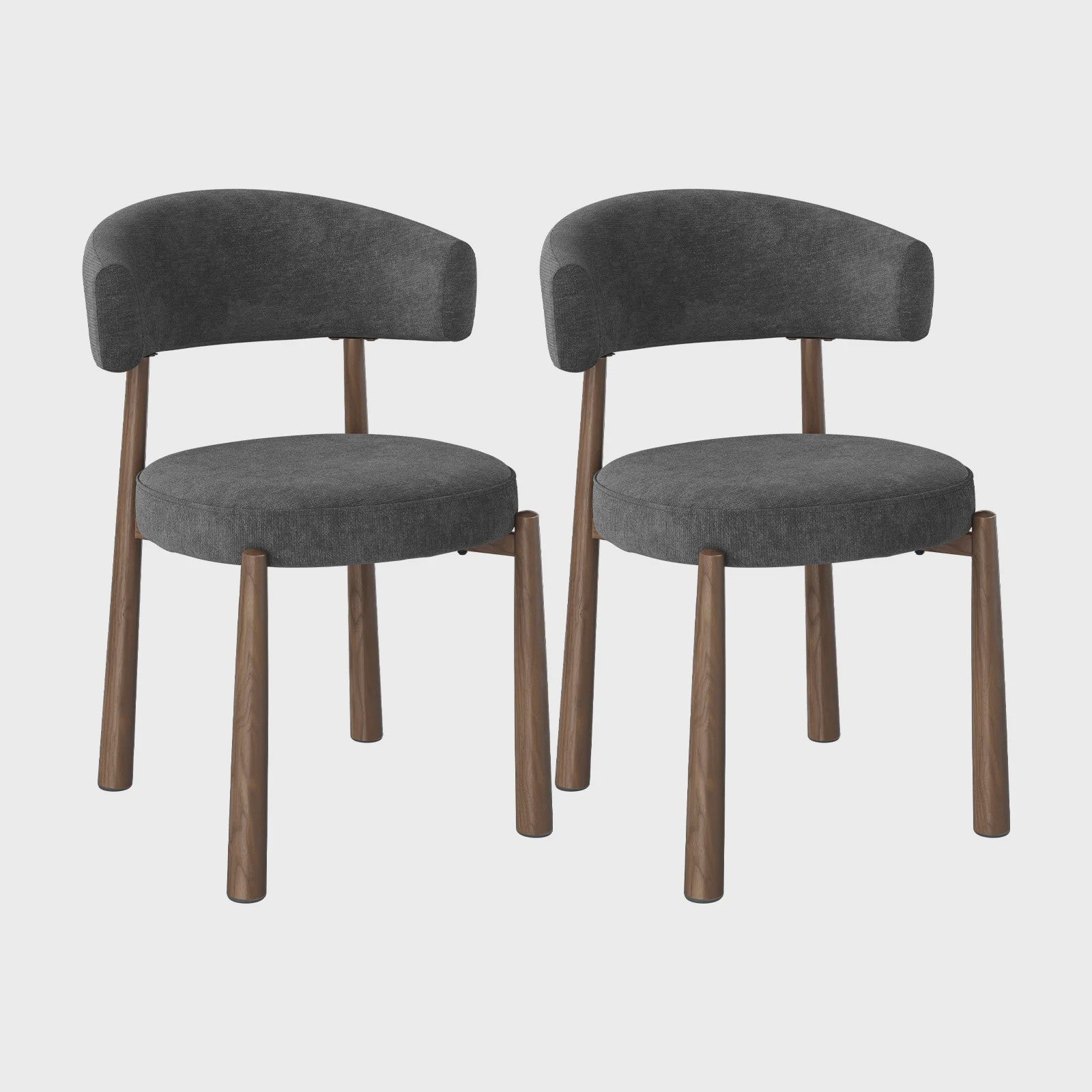 Set van 2 Mid-Century Modern Eetkamerstoelen - Chenille Gestoffeerd met Metalen Poten - Ergonomisch & Stijlvol