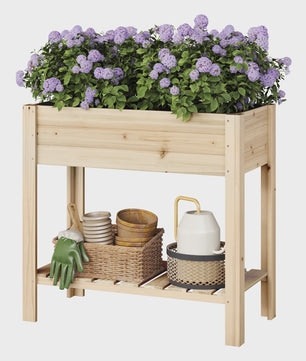 Houten Verhoogd Plantenbak met Plank - 80x75x40cm - Tuin & Balkon