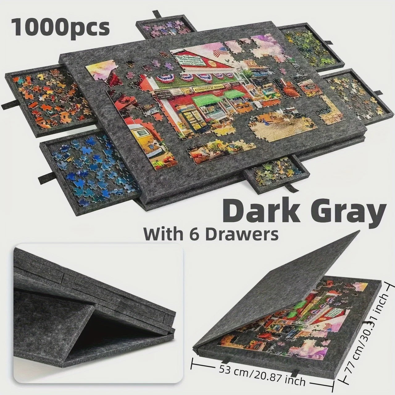 Puzzelbord met 6 Lades - Draagbare Non-Slip Organizer voor 1000 Stukjes