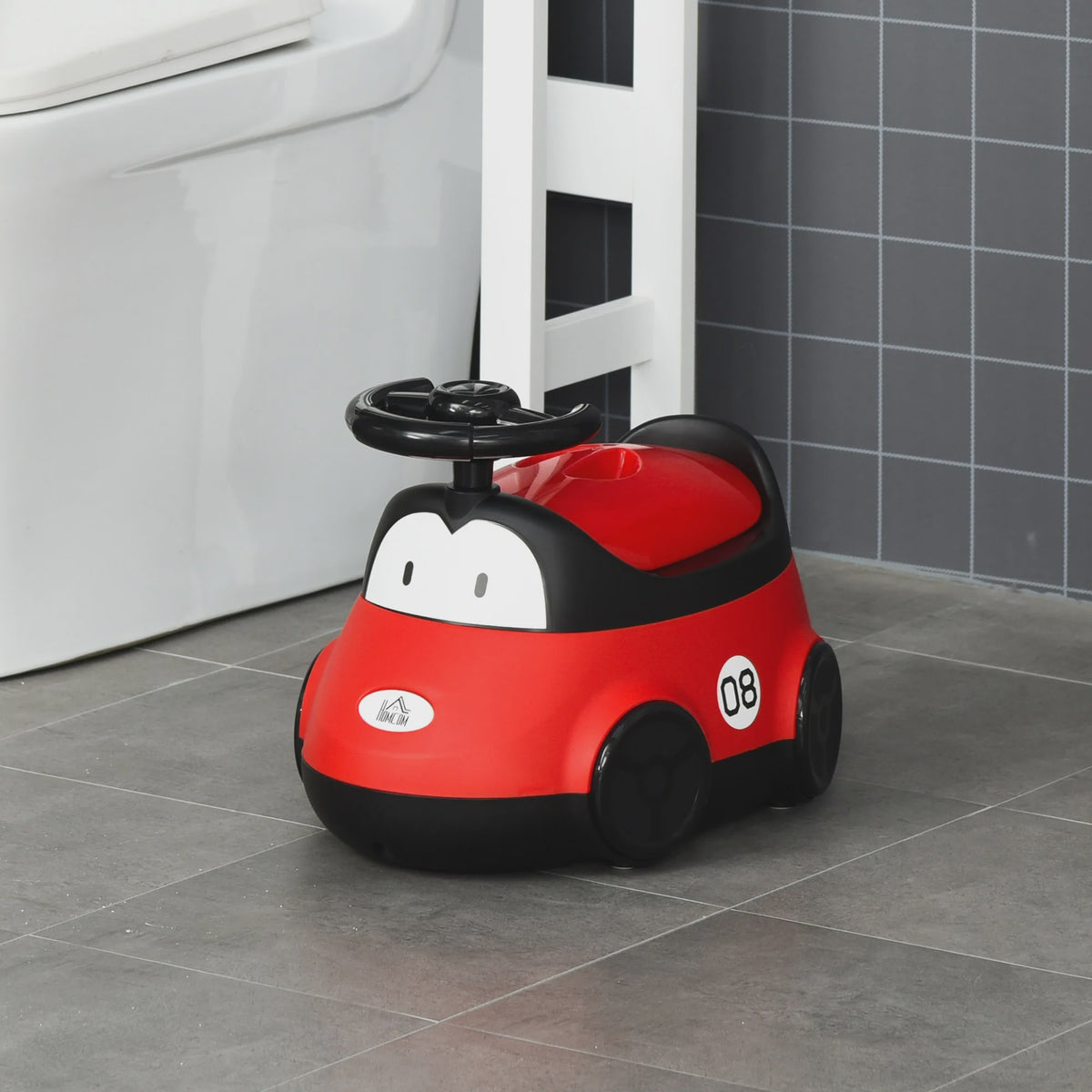 Homcom Kinder Potty Trainingsstoel met Stuur en Deksel - Rood