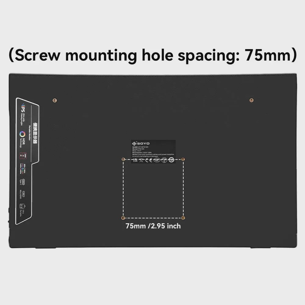 SOYO SY15FN60 15.6-inch Draagbare Monitor - 60Hz Full HD, Ideaal voor Laptop, Console & Mobiel