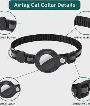 Veiligheids Halsband voor Katten met AirTag Houder - Verstelbaar, Reflecterend & Waterdicht