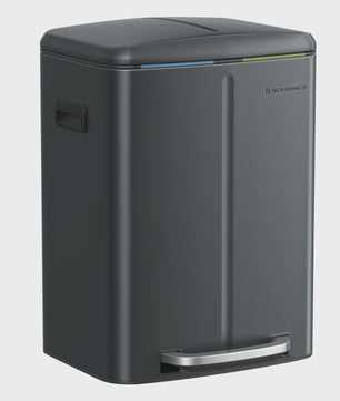 SONGMICS Pedaalemmer 2x20L - Metalen Dubbele Afvalbak met Zachte Sluiting