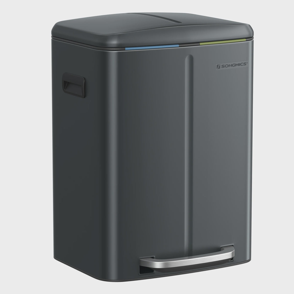 SONGMICS Pedaalemmer 2x20L - Metalen Dubbele Afvalbak met Zachte Sluiting