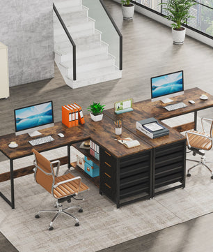 L-vormig Bureau met Opbergruimte en Planken - 150 cm Hoekbureau