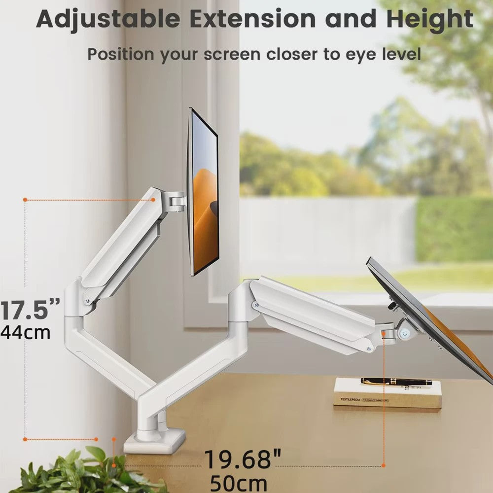 Dubbele Monitorarm voor 13-32 inch Schermen | Verstelbaar & Draaibaar