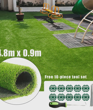 Kunstgras Mat 4.8M x 0.9M - Realistisch Dik Kunstgras met Drainage & Rubberen Backing