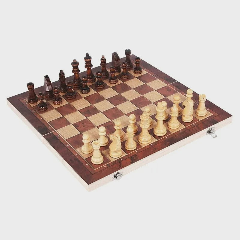 3-in-1 Bordspel Set: Schaak, Dammen & Backgammon - Entertainment voor Thuis en Reizen