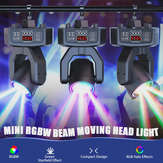 U'King Mini 30W Moving Head Spot Beam LED 4IN1 RGBW Strobe DMX Geluidsgestuurd DJ Verlichting