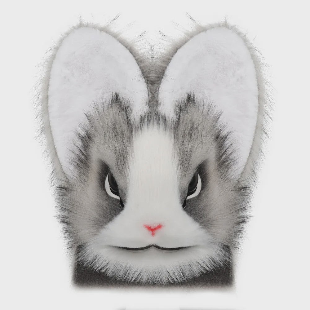 Realistisch Pluche Konijnenmasker - Fursuit Accessoire voor Cosplay, Feest & Halloween