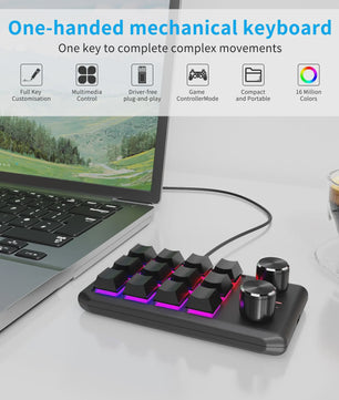 Programmeerbaar Mini Macrotoetsenbord met 2 Knoppen, RGB & Bluetooth